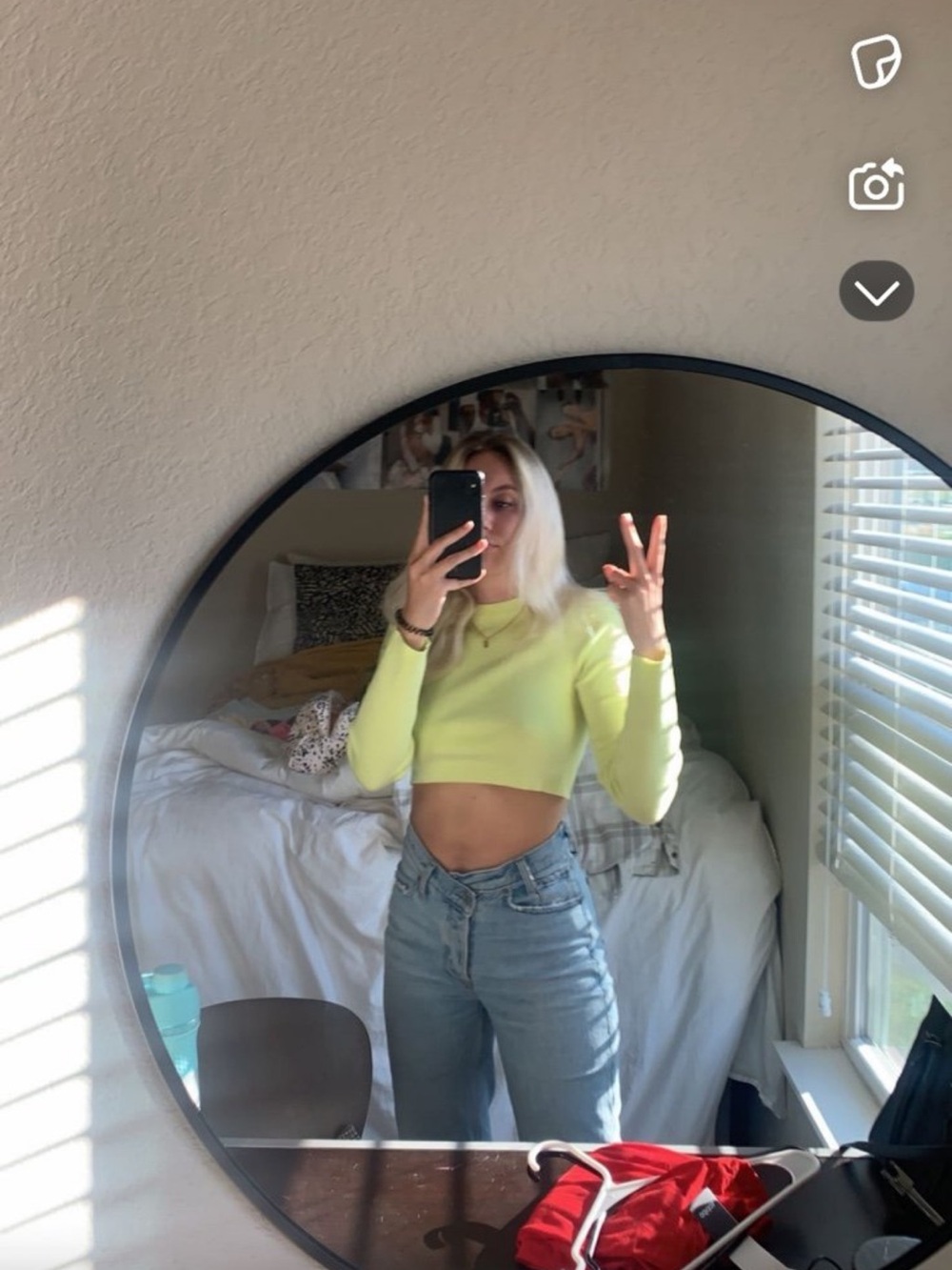 Neon Yellow Long-Sleeve Cropped Top